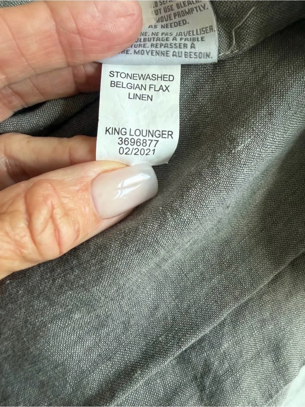 Restoration Hardware Stonewashed Belgian Linen King Lounger Shams(2) Dark Gray